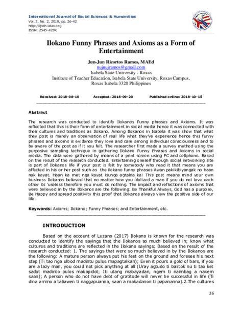 Ilokano Funny Phrases and Axioms as a Form of .